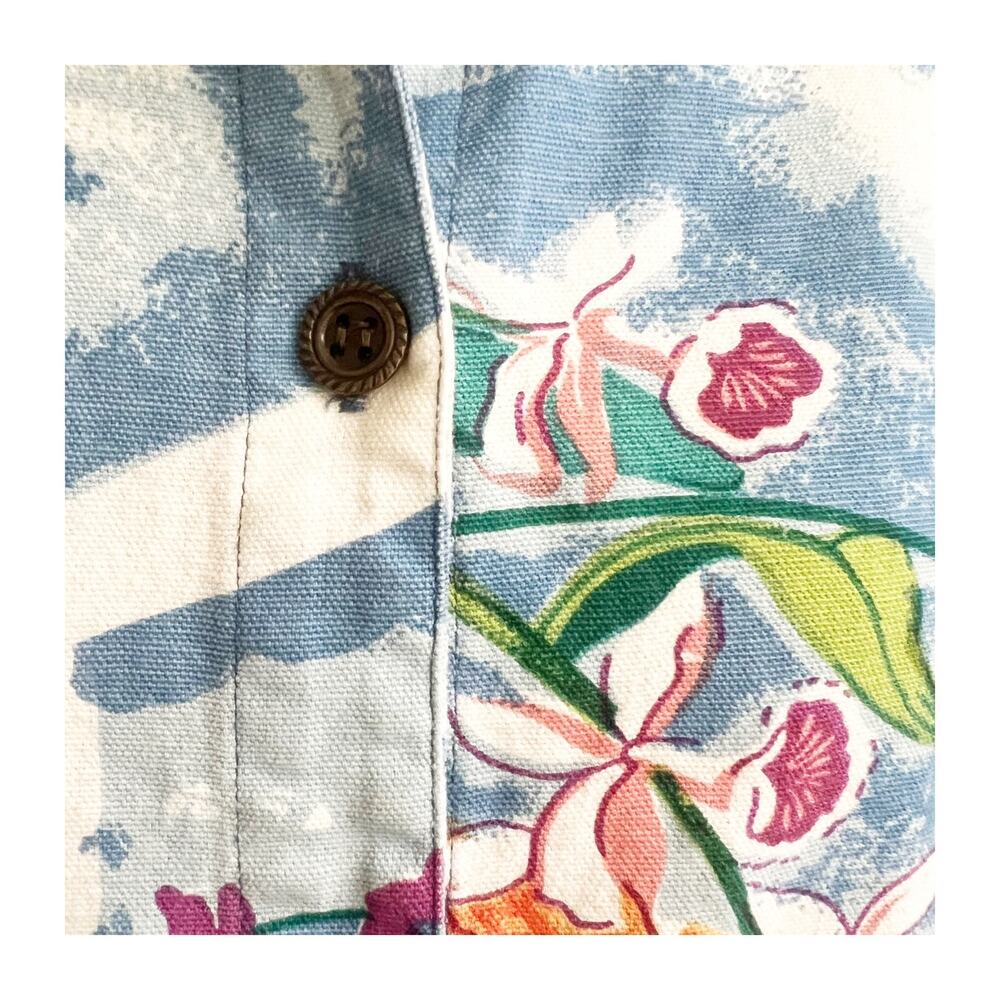 Vtg Real Comfort By Chadwick's Button Up Top Womens M Multi Floral Scenic Print - Picture 6 of 10
